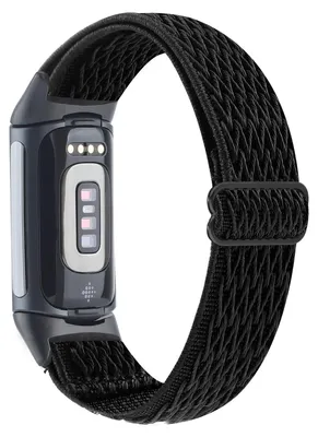 Produktbild von By Qubix passend für Fitbit Charge 5 Elastische Solo Loop Nylonarmband - Schwarz