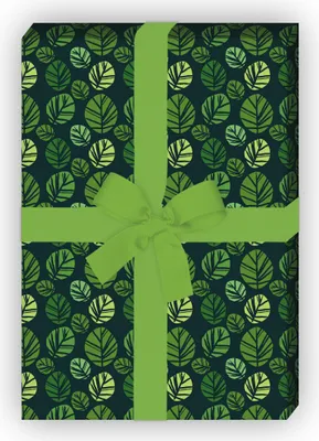 Produktbild von Designer Geschenkpapier Set, Dekorpapier im Batik Blättern, grün - G8739, 32 x 48cm