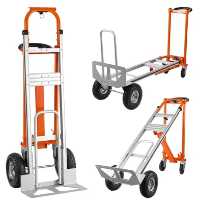 Obrázok produktu pre Univerzálny vozík 3 v 1 – hliníková vozík na sáčkovanie – nosnosť 150 kg – 3 polohy – 25 cm gumené kolesá – vhodný na sťahovanie a prepravu