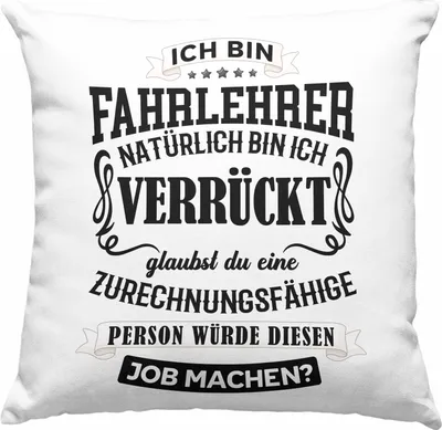 Produktbild von Trendation - Bester Fahrlehrer Geschenk Deko-Kissen mit Füllung 40x40 Lustig  Deko-Kissen mit Füllung 40x40 Danke (Grau)