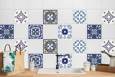 Produktbild von 24 Stück Laminierter Dekoratives Wandaufkleber für Küche und Bad Dekor Talaverowa-Mosaik 20 x 20 cm