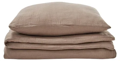 Zdjęcie produktu dla Alavya Home Pościel Dziecięca 2-Częściowa Brązowa 135x200 cm – Bawełniana Poszewka na Kołdrę i Poduszkę, Miękka i Przewiewna