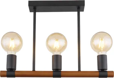 Produktbild von Deckenleuchte, Holz, schwarz matt, braun L 50 cm
