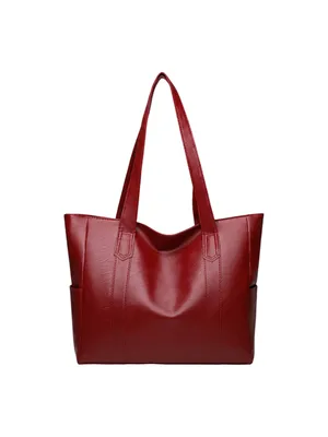 Produktbild von Handtasche Damen Shopper Tasche Kunstleder Schultertasche für Arbeit & Reisen Shopping, Rot