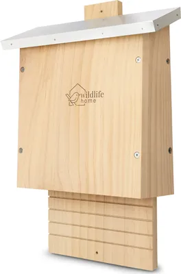 Produktbild von WILDLIFE HOME Fledermauskasten Natur - Fertig Montiert aus Kiefernholz & 100% Wetterfest - Verschraubt, Unbehandelt, Fledermaus-Haus, Sommer & Winterquartier