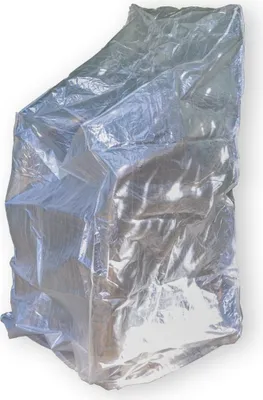 Produktbild von Schutzhülle für Gartenstühle Stapelstühle aus robusten PE mit Ösen, Gartenstühle Abdeckung XL (65x65x110/150cm)