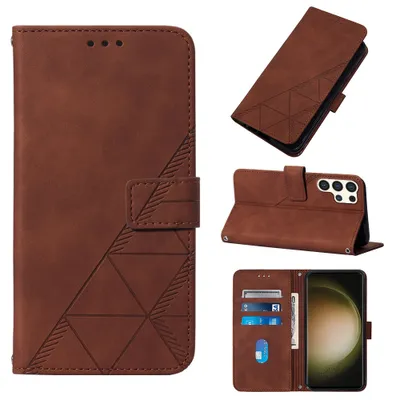 Obrázek produktu pro Flipové kožené pouzdro pro Samsung Galaxy S25 Ultra peněženkový design pouzdro s embosováním, držákem karet a stojánkem hnědé