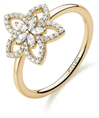 Immagine prodotto di Anello da donna placcato oro con motivo floreale e zirconi Gaia RZGA99 - Circonferenza: 58 mm