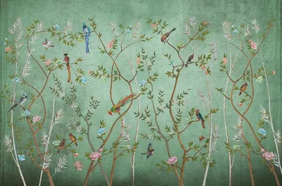 Immagine prodotto di Sanders & Sanders fotomurale fiori e uccelli verde 424 x 280 cm