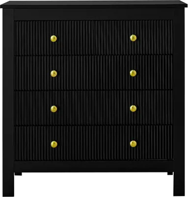 Produktbild von Sideboard Kommode mit Spezialtueren Goldgriffen Schuhschrank Schminktisch Schwarz