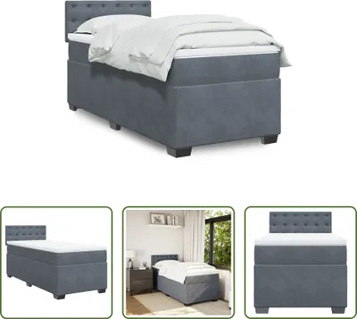 Produktbild von The Living Store Boxspringbett mit Matratze Dunkelgrau 100x200 cm Samt