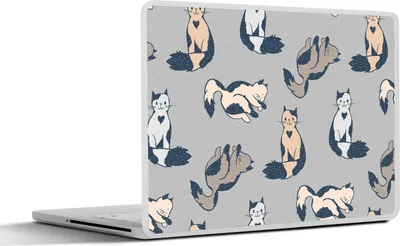 Produktbild von MuchoWow® Laptop Aufkleber Sticker Cover Muster - Katze - Herz - Jungen - Mädchen - Kinder - Kind 30x21 cm - Sticker für Laptop - Selbstklebend