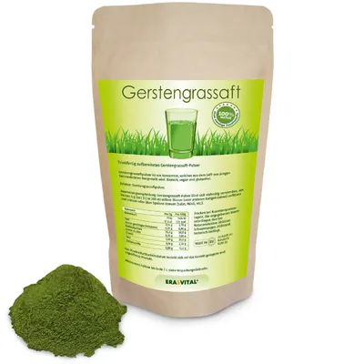 Produktbild von Gerstengrassaft Pulver 100g - Glutenfrei Laktosefrei Vegan Nahrungsergänzungsmittel