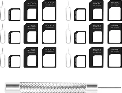 Produktbild von 4 in 1 Nano SIM Karten Adapte, Nano-SIM Adapter Set, SIM-Karten-Adapter mit SIM-Auswurfstift, kompatibel für Smartphone