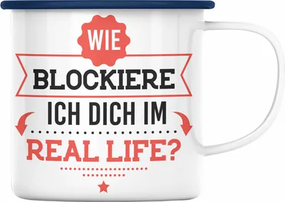Produktbild von Trendation - Emaille Emaille Tasse mit Sprüchen Lustiger Spruch Emaille Tasse für Kollege Kollegin Freundin Geschenkidee (Blau)