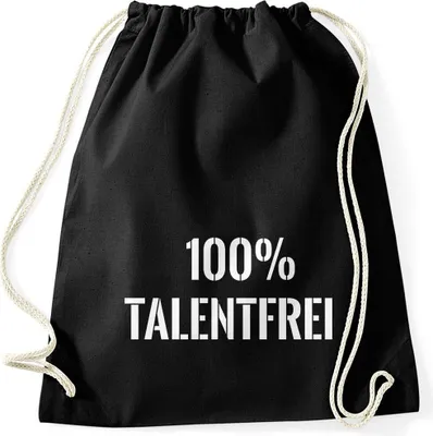 Produktbild von Talentfrei Turnbeutel 100% Untalentiert Lustig Fun Moonworks® schwarz unisize