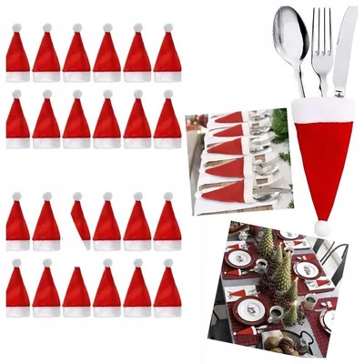 Produktbild von 24x Weihnachts-Besteckkästchen, Hut- und Mützenhüllen, Tischdekorationen