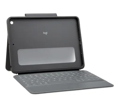 Produktbild von Logitech Slim Folio kabellose Bluetooth Tastatur für iPad (7. 8. und 9. Gen.) - Französisch (AWERTY) - graphit