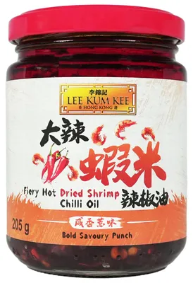 Produktbild von LEE KUM KEE Würzmittel mit Getrockneten Garnelen und Chili, Extra Scharf 205g | Fiery Hot Dried Shrimp Chiliöl