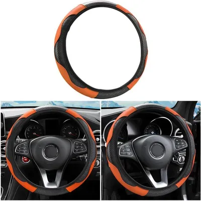 Productafbeelding van Stuurhoes van microvezel, leerlook, oranje, diameter 37-38 cm