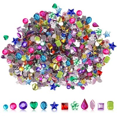 1200 selbstklebende Glitzersteine, Acryl-Strass, bunt, für Basteln & Deko