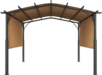 Obrázek produktu pro Venkovní výsuvná pergola o rozměrech 10 x 12 stop s klenutou kovovou střechou