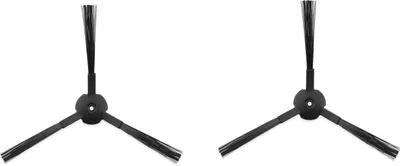 Two black side brushes for a robot vacuum cleaner are shown against a white background.