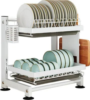 Produktbild von Heikoeco® Küchengeschirrabtropfgestell, Multifunktionales Geschirrgestell, Abtropfgestell mit Abtropffläche, Abtropfgestell für die Spüle Weiß