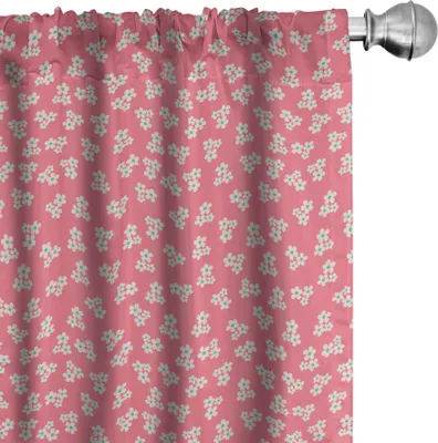 Produktbild von ABAKUHAUS Landhaus Vorhänge, Gardinen, Niedliche kleine Gänseblümchen-Blumenstrauß-Mädchen-Schlafzimmer Desgin Frische-Rosa-Hintergrund, 2 Stück 75 x 225 cm, Teal Pink Weiß