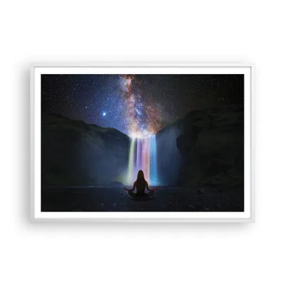 Produktbild von Gerahmtes Poster - Weißer Rahmen - Wasserfall die Sterne Meditation - 100x70 cm - Wand Bild - Wanddeko - Wandbilder - Kunstposter - Wandposter - Bilderrahmen - Bilder - Kunstdruck - P2WAA100x70-4774
