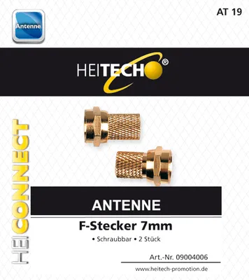 Produktbild von F-Stecker, schraubbar, 2 Stück, vergoldet, 7mm