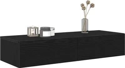 Produktbild von "SALE 2026"Wandregale - Schwarz Wandregal mit Schubladen Schwarz 100x36x19cm Holzwerkstoff Stabli Möbel5941107
