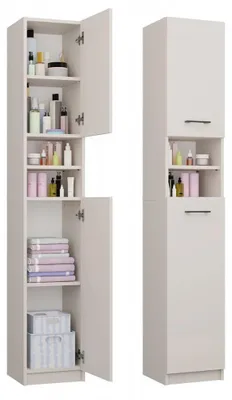 Zdjęcie produktu dla Szafka Łazienkowa Słupek 32 cm MARBELA 1.0 Regał Słupek 2 Drzwi KASZMIR BEŻ