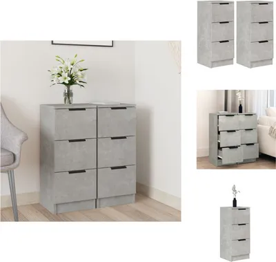 Immagine prodotto di vidaXL Credenze 2 pz. Grigio cemento 30x30x70 cm materiale a base di legno - Credenze