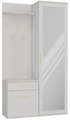 Produktbild von Selsey Duvio – Flurgarderobe mit Schrank und Spiegel, Greige, 100 cm