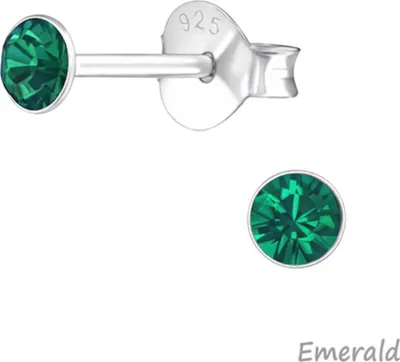 Produktbild von Silber Ohrstecker Kristall rund 3 mm Emerald