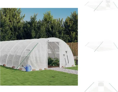 Immagine prodotto di vidaXL Serra con telaio in acciaio bianco 48 m² 12x4x2 m - Serre