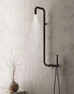 Produktbild von Casa Padrino Luxus Duschgarnitur mit Überkopfbrause und Handbrause Schwarz H. 122,7 cm