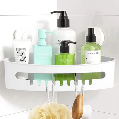 Immagine prodotto di Luxear Scaffale angolare per doccia con ventosa senza foratura - Impermeabile, resistente all'olio, capacità di carico fino a 10 kg, organizer da