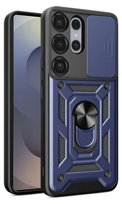 Produktbild von Camshield Hülle für Samsung Galaxy S25 Ultra - Dunkelblau mit Kameraabdeckung KP36563