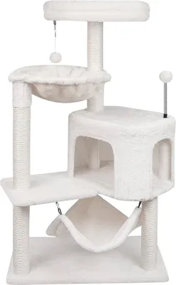 Imagen del producto de Árbol para gatos con caseta y hamaca grande, 100 cm, color beige