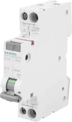 Produktbild von Differenzialschutzschalter 2P B 10A 0,03A Typ AC 6kA 30mA SENTRON 5SV1316-0KK10