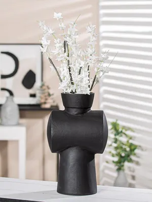 Dekorative Vase aus Aluminium, Antrazitgrau, Höhe 32 cm