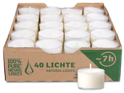 Produktbild von Teelichter 40er Set Rapswachs vegan 7h Brenndauer Wenzel Duftlichter