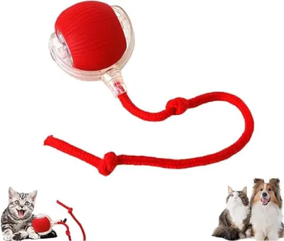 Produktbild von Rolling Ball,Interactive Cat Toys Rolling Ball,Hundespielzeug Ball mit Schnur,Interaktives Hunde Ball Spielzeug mit USB Aufladbar,Automatisch Rollender Ball für Kleine,Mittlere Hunde (Rot)