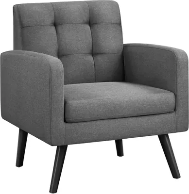 Produktbild von Yaheetech Sessel Ohrensessel mit Armlehnen, Armlehnensessel Bequem und Modern, Fernsehsessel Relaxsessel Wohnzimmer Clubsessel Sofa 136 KG belastbar Dunkelgrau