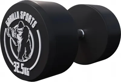 Produktbild von GORILLA SPORTS® Kurzhanteln - Einzeln, 32,5 kg, Gummi, Gusseisen Kern, rutschfeste, gerändelte Griffe, Schwarz - Rundhanteln, Gewichte, Hantelset, Kurzhantelset, Dumbbells
