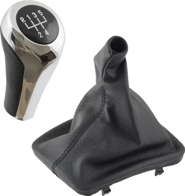 Produktbild von Schaltknauf Chrom Silber 5-Gang Schaltmanschette Schwarz für BMW E46 1998-2005