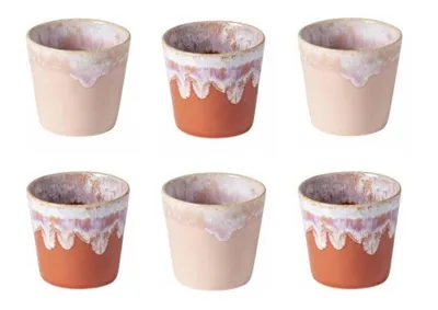 Produktbild von Costa Nova Grespresso Lungo-Tassen – 6er-Set – 2 Farben – Terrakotta – Rosa – Terra – 7,5 cm große Kaffeetassen