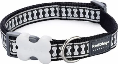 Produktbild von Hundehalsband Red Dingo Reflektierend Knochen Schwarz (1,5 x 24-36 cm)